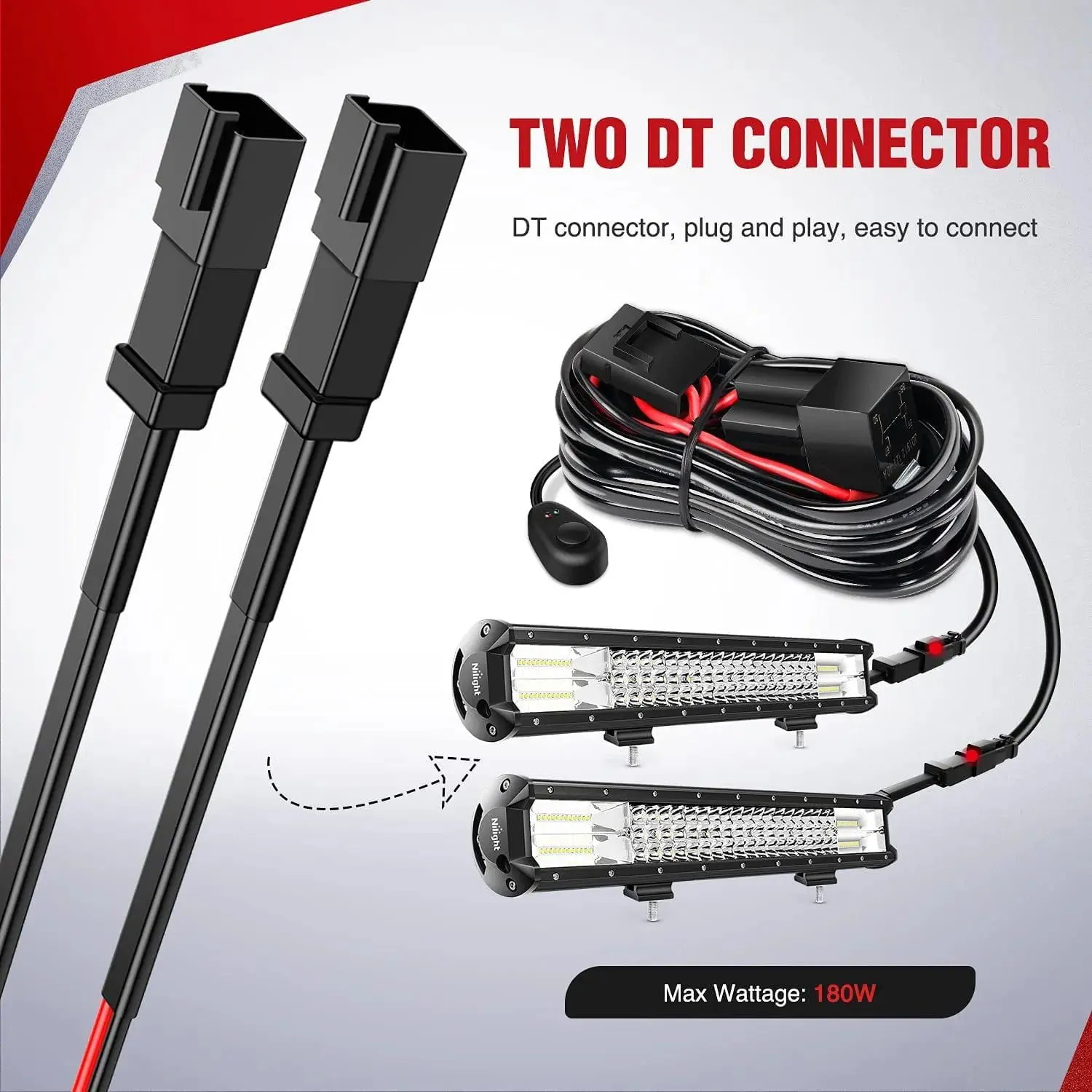 16AWG DT Connector Wire Harness Kit 2 Leads W/ 12V On Off Switch