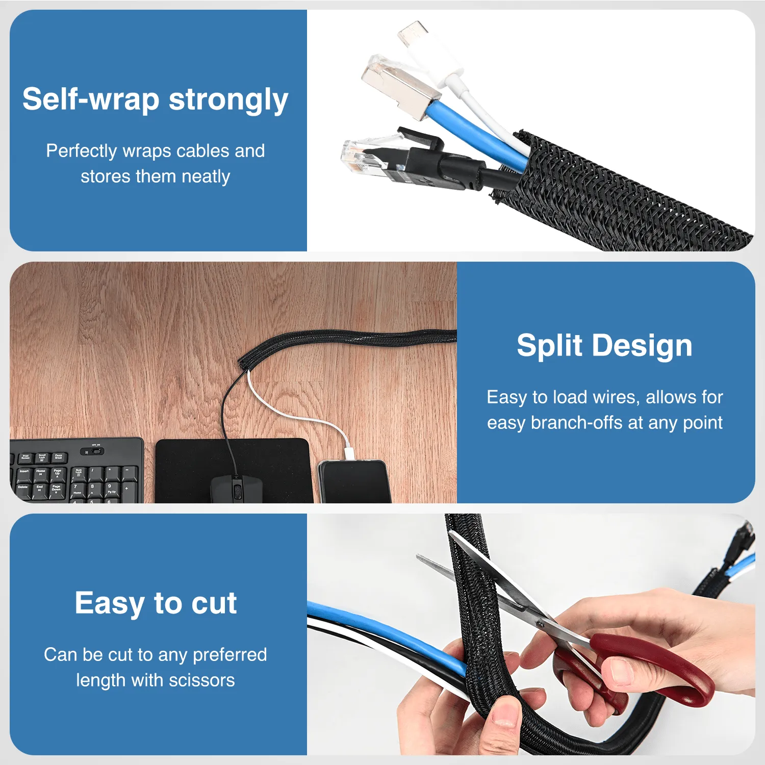 25ft-1/2inch Cable Management Sleeves