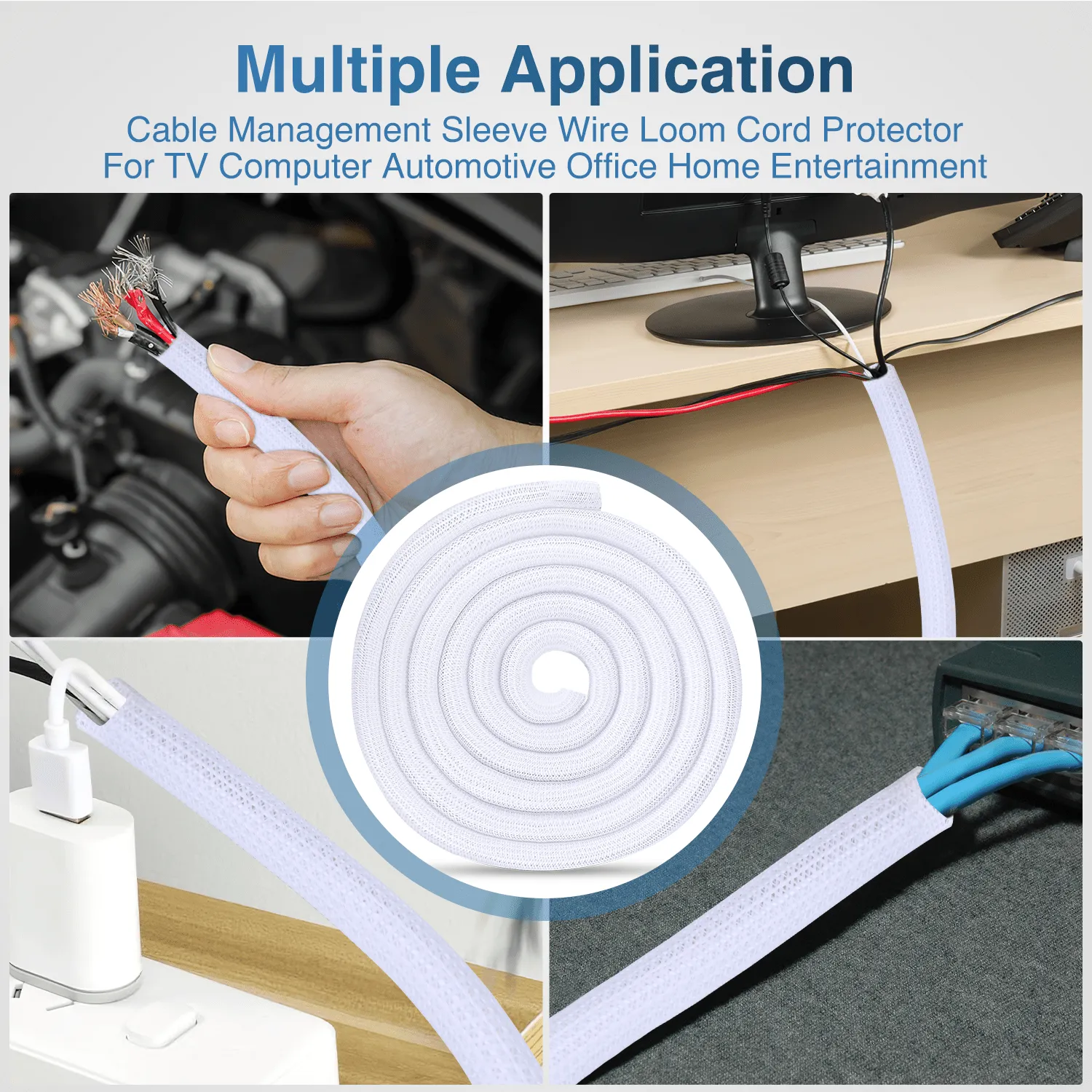 25ft-1inch White Cable Management Sleeves