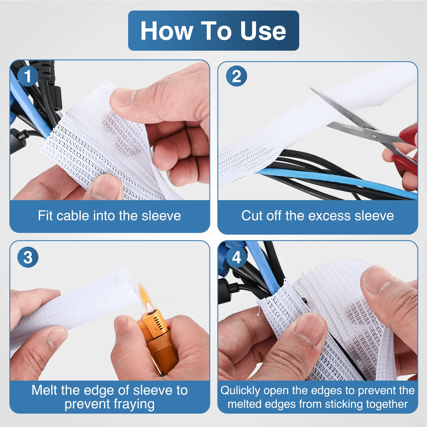 25ft-1inch White Cable Management Sleeves