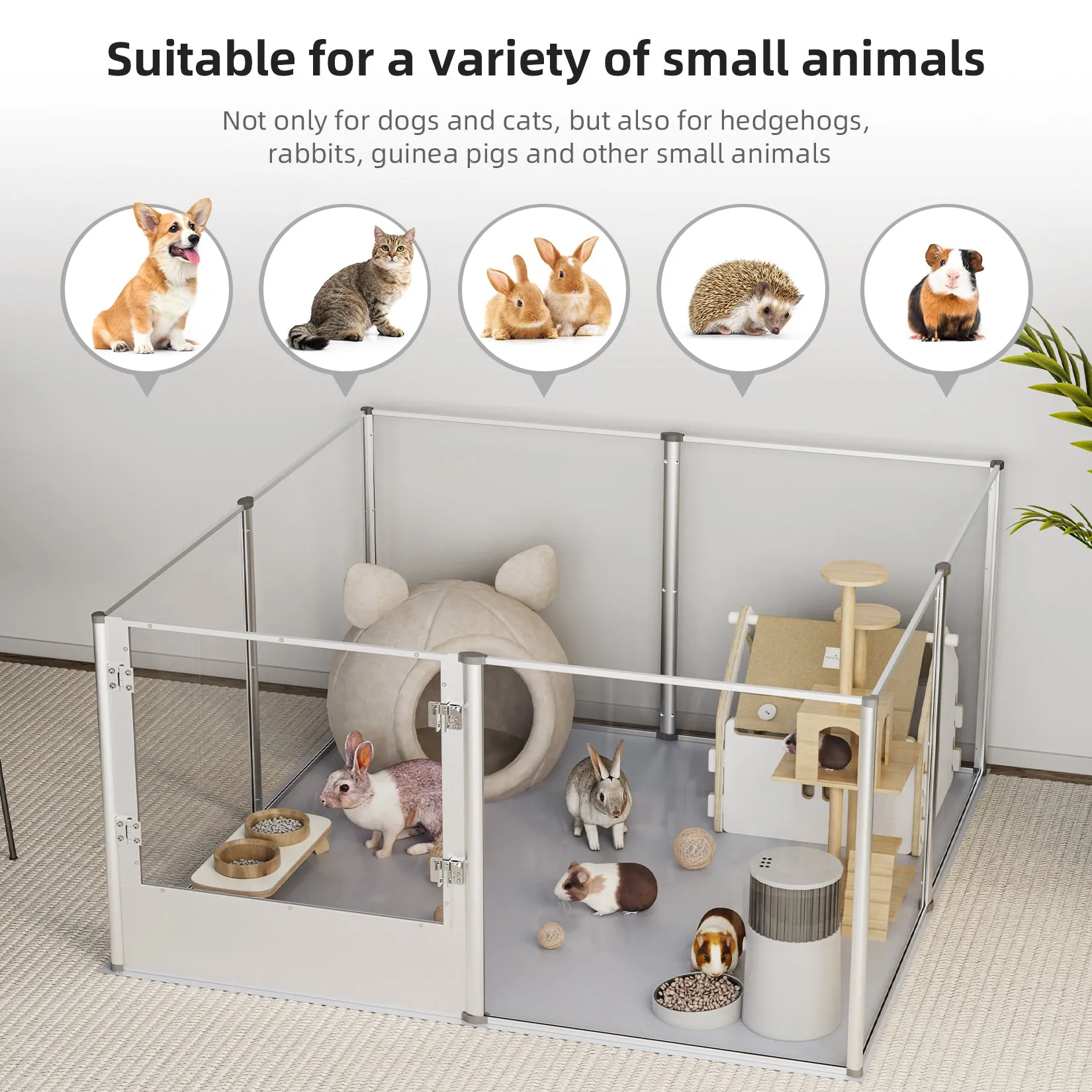 Acrylic Dog Playpen Fence Dog Whelping Pen Box Pet Playpen Exercise Fence with Fertility Pad