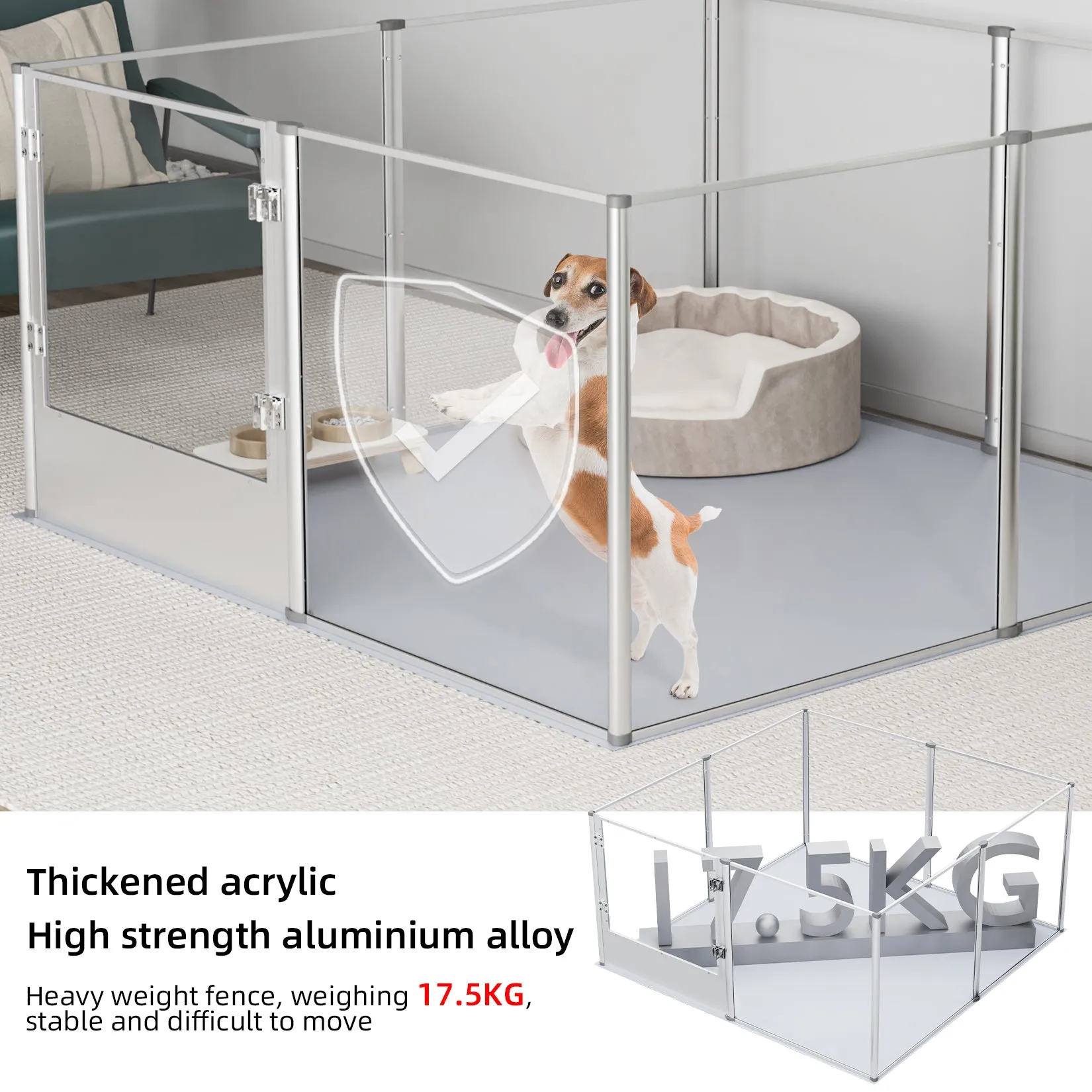 Acrylic Dog Playpen Fence Dog Whelping Pen Box Pet Playpen Exercise Fence with Fertility Pad