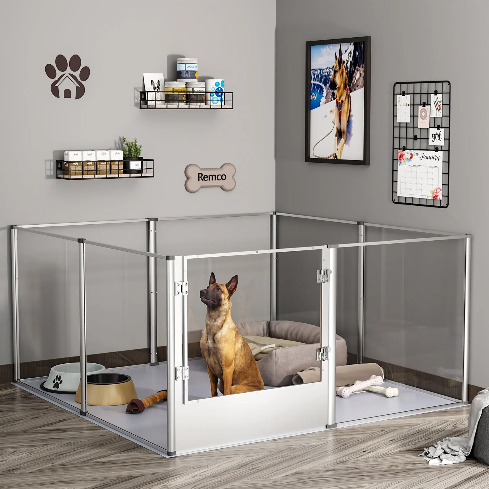 Acrylic Dog Playpen Fence: Indoor Pet Whelping Pen Box Dog Playpen Kennel 32in Taller with Waterproof Fertility Pad for Puppies, Rabbits, Guinea Pig