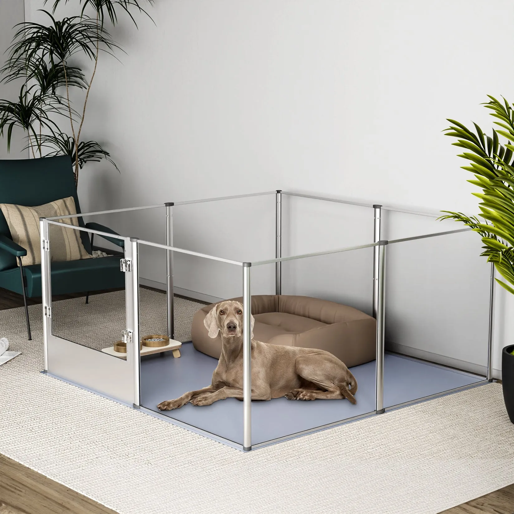 Acrylic Dog Playpen Fence: Indoor Pet Whelping Pen Box Dog Playpen Kennel 32in Taller with Waterproof Fertility Pad for Puppies, Rabbits, Guinea Pig