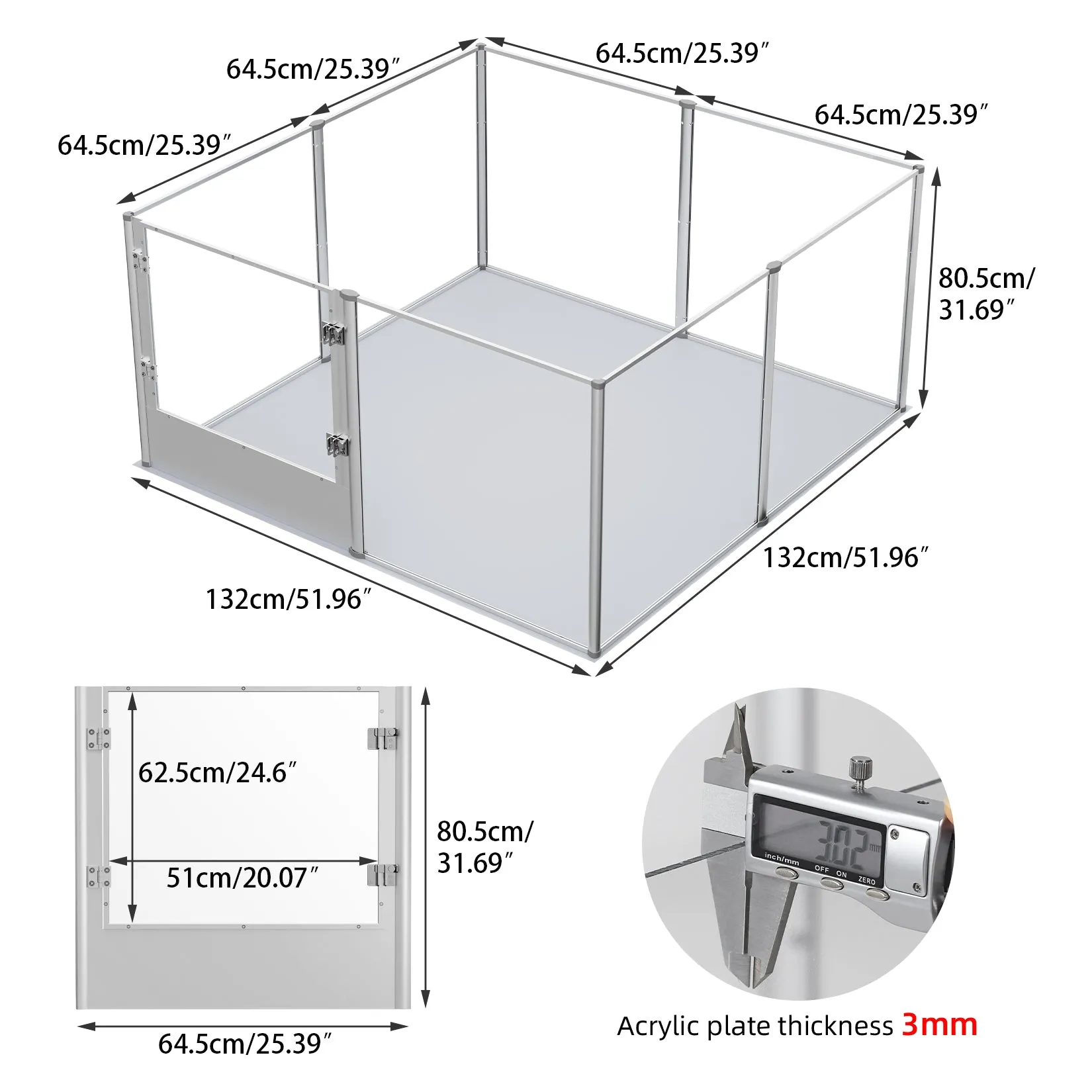 Acrylic Dog Playpen Fence: Indoor Pet Whelping Pen Box Dog Playpen Kennel 32in Taller with Waterproof Fertility Pad for Puppies, Rabbits, Guinea Pig