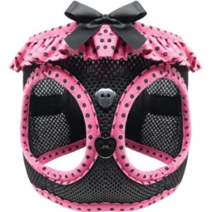 American River Choke-Free Dog Harness - Hot Pink & Black Polka Dot
