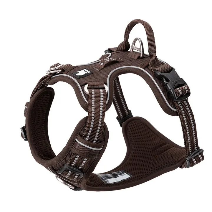 Breathable No Pull Dog Harness Brown XS with Reflectors