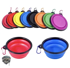 Collapsable silicone travel bowl with hook