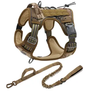 MACHO Pet Tactical No-Pull Dog Harness & Leash 2 PC Set