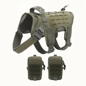 No Pull Tactical Dog Harness with Molle and Durable Handle
