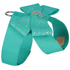 Silver Stardust Nouveau Bow Tinkie Dog Harness Bimini Blue