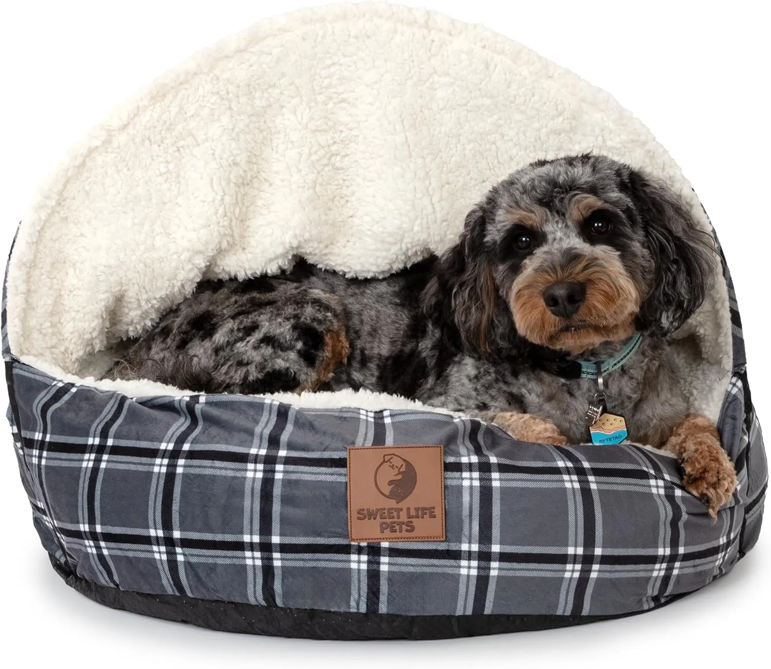 Sweet Life Pets Hooded Dog Bed with Collapsible Hood & Blanket