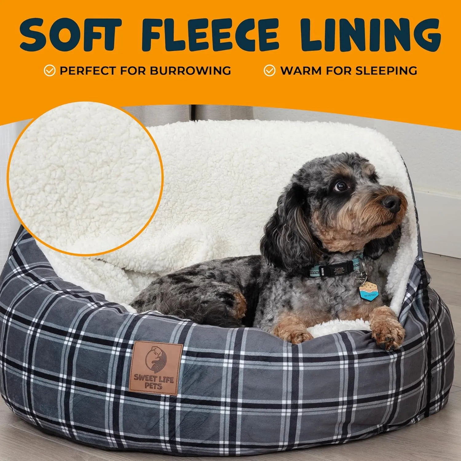 Sweet Life Pets Hooded Dog Bed with Collapsible Hood & Blanket