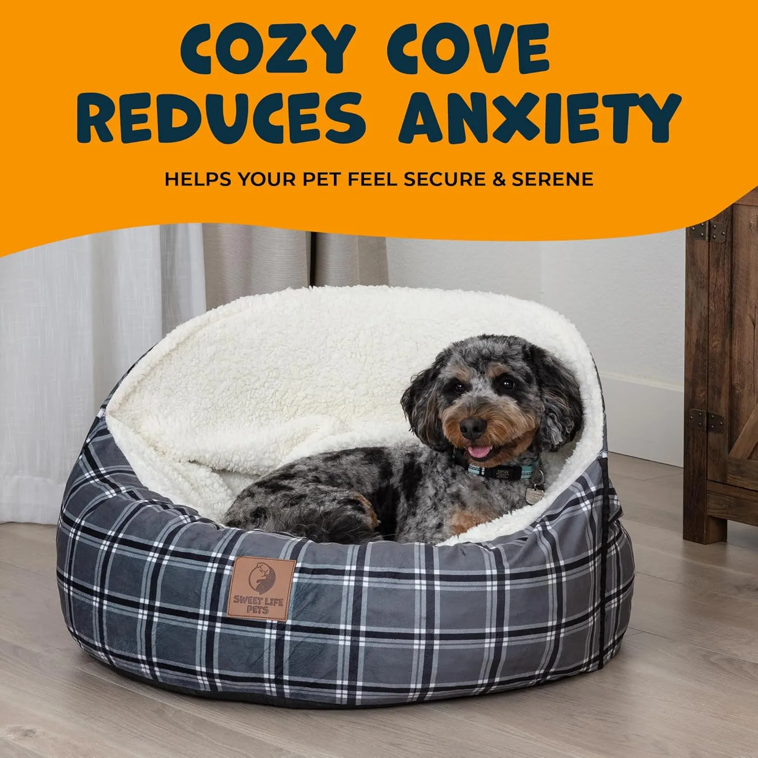 Sweet Life Pets Hooded Dog Bed with Collapsible Hood & Blanket