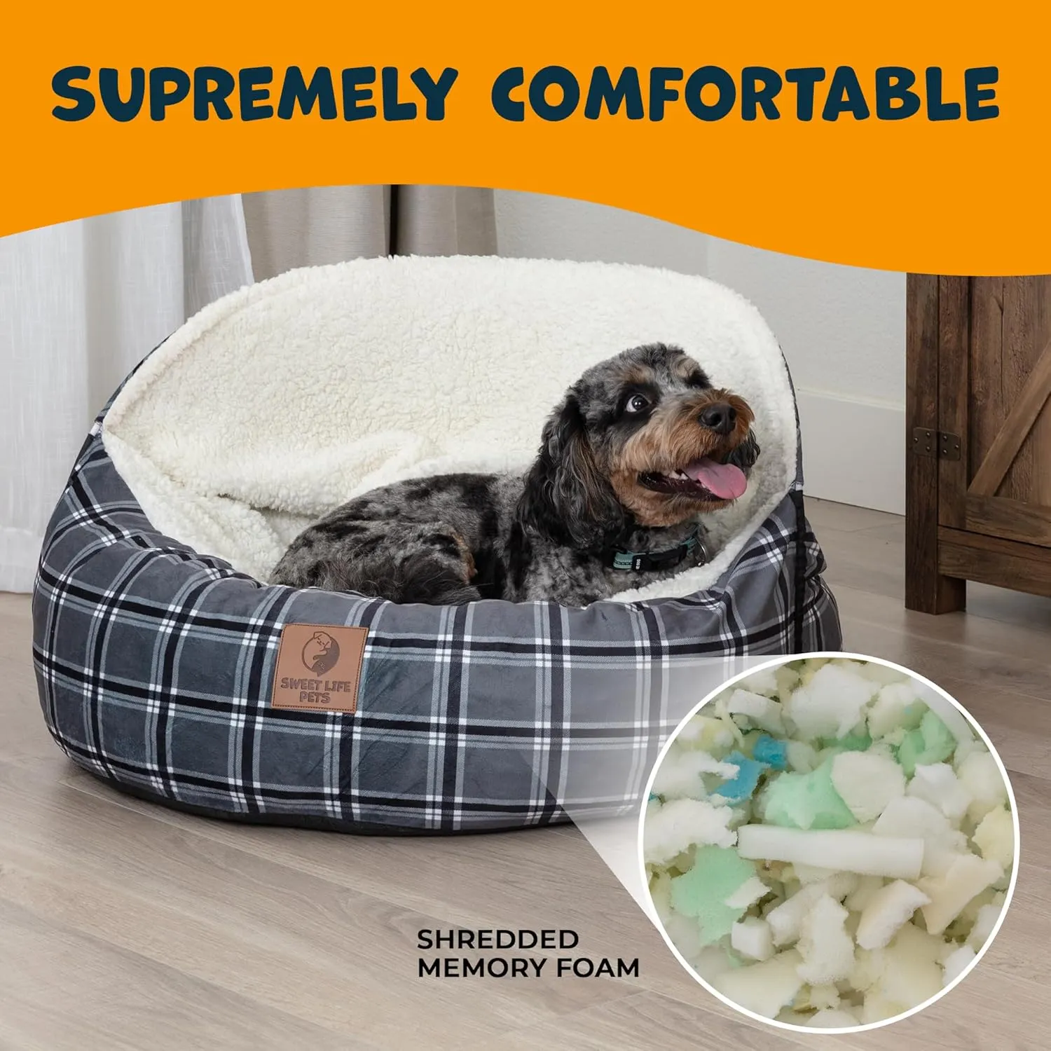Sweet Life Pets Hooded Dog Bed with Collapsible Hood & Blanket